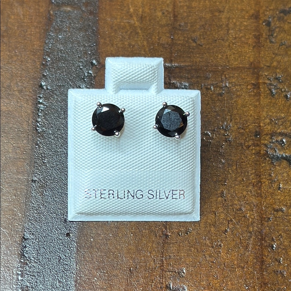 Black Moissanite 925 Sterling Silver Stud Earrings